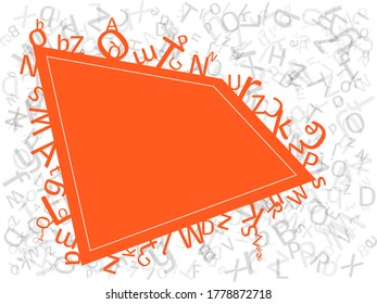 Alphabet banner with letters as background. colored letter on gray fly text. A blank sheet to fill in.