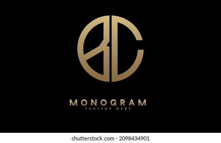 Alphabet BC or CB illustration monogram vector logo template in round shape