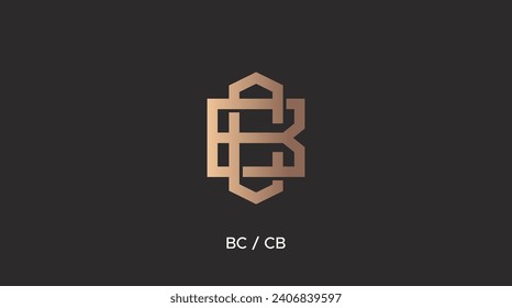 Alphabet BC or CB luxury initial letters and hexagon brand monogram logo template. vector ilustration
