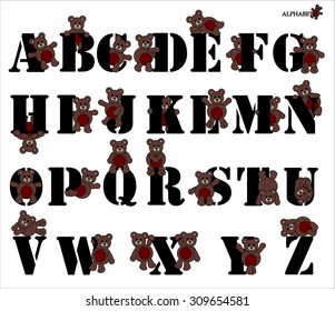 alphabet bear white background lovely and fun.