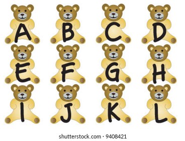 Alphabet bears are holding the letters