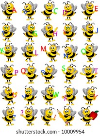 Alphabet Bees,pencil and apple.