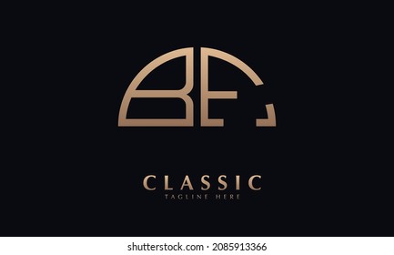 Alphabet BF or FB Half Illustration monogram vector logo template