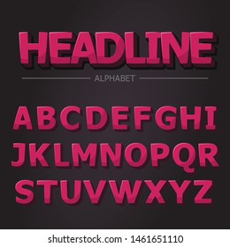 Alphabet big retro Cool Font. Bright 3D  Letters,. Vector