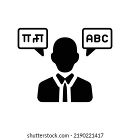Alphabet, bilingual, bubble icon. Black vector graphics.