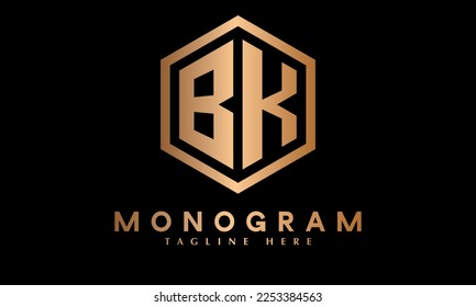 Alphabet BK or KB abstract monogram vector logo template
