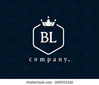 Alphabet BL, LB elegant, royal style emblem and logotype. Crown logo and beautiful calligraphy. The vintage sign for book design, brand name, business card, restaurant, boutique, hotel, cafe, badge.