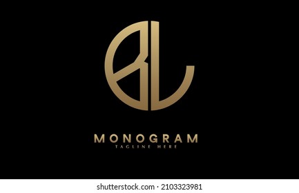 Alphabet BL or LB illustration monogram vector logo template in round shape