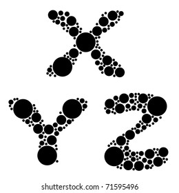 alphabet, black color - part seven - X, Y, Z