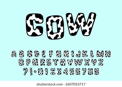 Alphabet Black White Cow Type Cartoon Vector