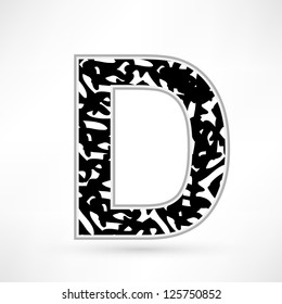 alphabet black and white spots. D