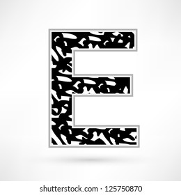 alphabet black and white spots. E