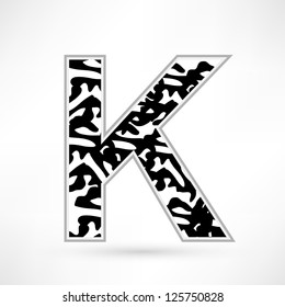 alphabet black and white spots. K