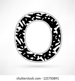 alphabet black and white spots. O