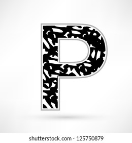 alphabet black and white spots. P