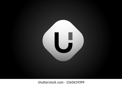 alphabet black white U letter logo shape icon for company design. Logotype concept