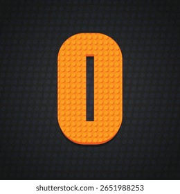 Alphabet block brick letter O. Style text effect. Vector illustration