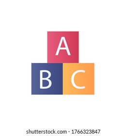 alphabet block icon flat style vector design full color. isolated on white background