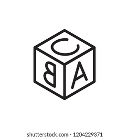 alphabet block icon in trendy flat design 