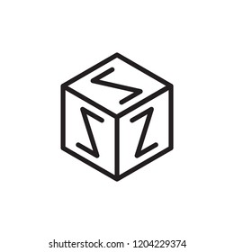 alphabet block icon in trendy flat design 