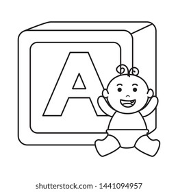 alphabet block toy with baby boy