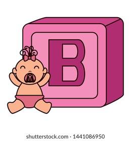 alphabet block toy with baby girl