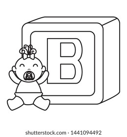 alphabet block toy with baby girl