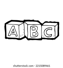Alphabet blocks for children, letters cubes vector illustration, hand drawn cartoon sketch isolated on a white background