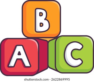 Alphabet blocks for early learning Vector Illustration Icon. Flat Cartoon Style
