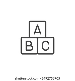 Alphabet-Blöcke-Liniensymbol. Lineares Stilzeichen für mobiles Konzept und Webdesign. Ein B C-Alphabet blockiert das Symbol für die Vektorgrafik der Umrisslinie. Symbol, Logo-Darstellung. Vektorgrafik-Grafiken