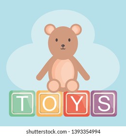 alphabet blocks with teddy bear