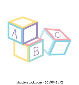 alphabet blocks toys icon design white background vector illustration