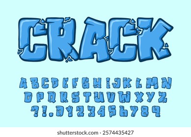 Alphabet Blue Crack Type Cartoon Vector