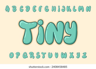 Alphabet Blue Cute Tipo de letra Grasa Tipo Vector de dibujos animados