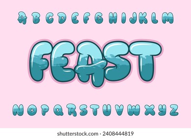 Alphabet Blue Cute Sea Font Type Cartoon Vector