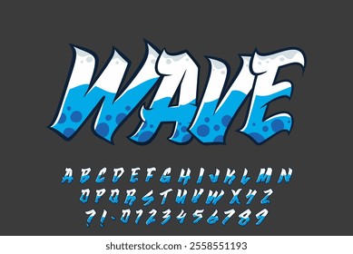 Alphabet Blue Dot inner font Graffiti vector Letters