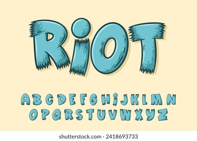 Alphabet Blue Grind Sharp Tipo de letra Vector de dibujos animados