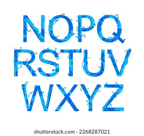Alphabet of blue paint letters N,O,P,Q,R,S,T,U,V,W,X,Y,Z. Part 2
