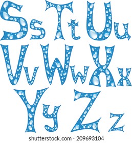 alphabet of blue raindrops third of letters