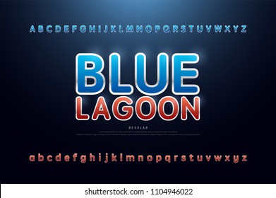 Alphabet blue, red and silver metallic and effect designs modern abstract font and alphabet. vector illustrator