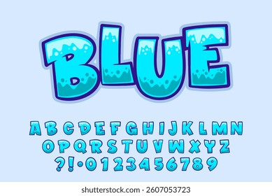 Alphabet Blue Simple Graffiti Type Cartoon Vector.