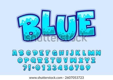 Alphabet Blue Simple Graffiti Type Cartoon Vector.