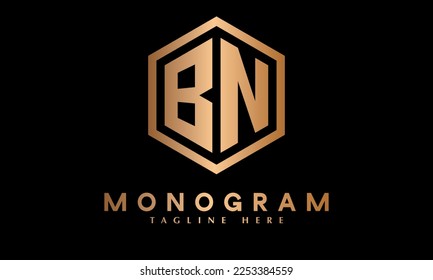 Alphabet BN or NB abstract monogram vector logo template