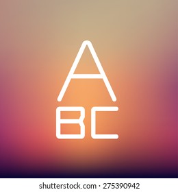 Alphabet with bold font icon thin line for web and mobile, modern minimalistic flat design. Vector white icon on gradient mesh background.