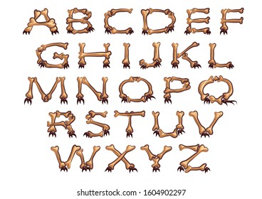 alphabet with bones isolated on a white background