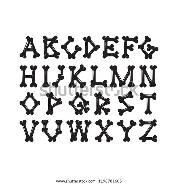 Alphabet Bones Set 1 Tshirt Prints Stock Vector (Royalty Free) 1198781605