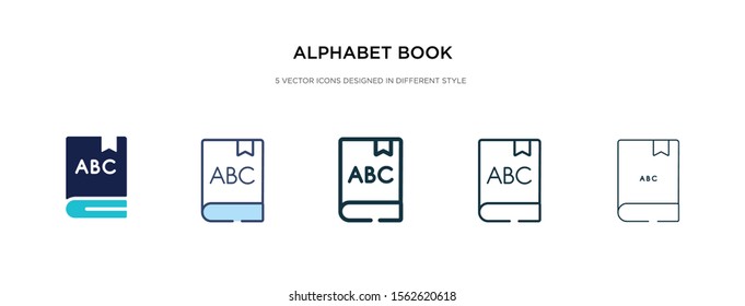 alphabet book icon in different style vector illustration. two colored and black alphabet book vector icons designed in filled, outline, line and stroke style can be used for web, mobile, ui