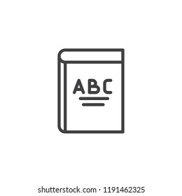 Alphabet book outline icon. linear style sign for mobile concept and web design. ABC book simple line vector icon. Education symbol, logo illustration. Pixel perfect vector graphics