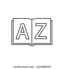 Alphabet book outline icon. linear style sign for mobile concept and web design. A-z book simple line vector icon. Education symbol, logo illustration.