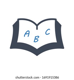 Alphabet book reading flat vector icon